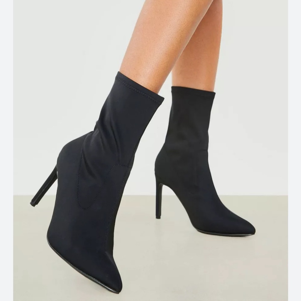 Zara black stretchy ankle boots